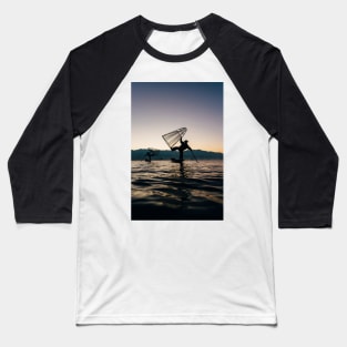 Two Traditional Fishermen on Inle Lake, Burma Baseball T-Shirt